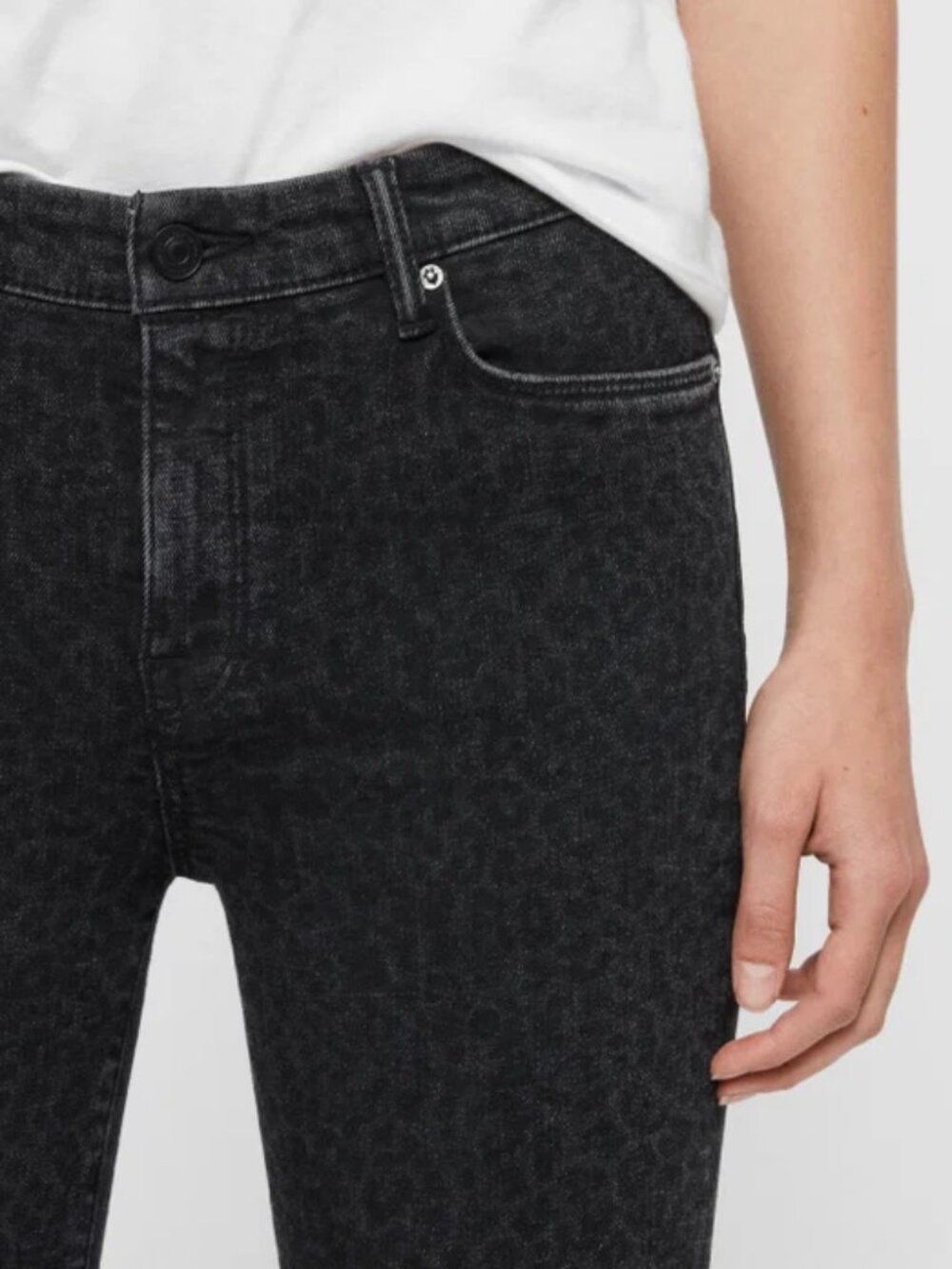 All Saints Grace Midrise Leopard Jeans